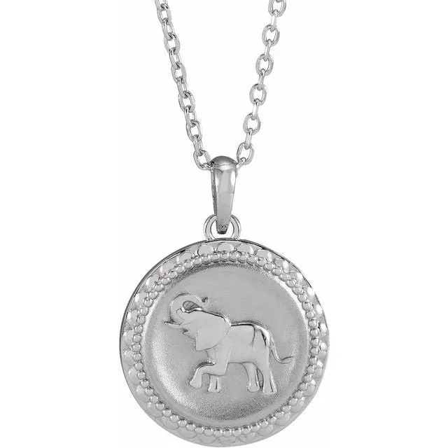 Elephant Necklace in 14K/18K White, Yellow, Rose Gold & Platinum