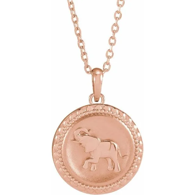 Elephant Necklace in 14K/18K White, Yellow, Rose Gold & Platinum