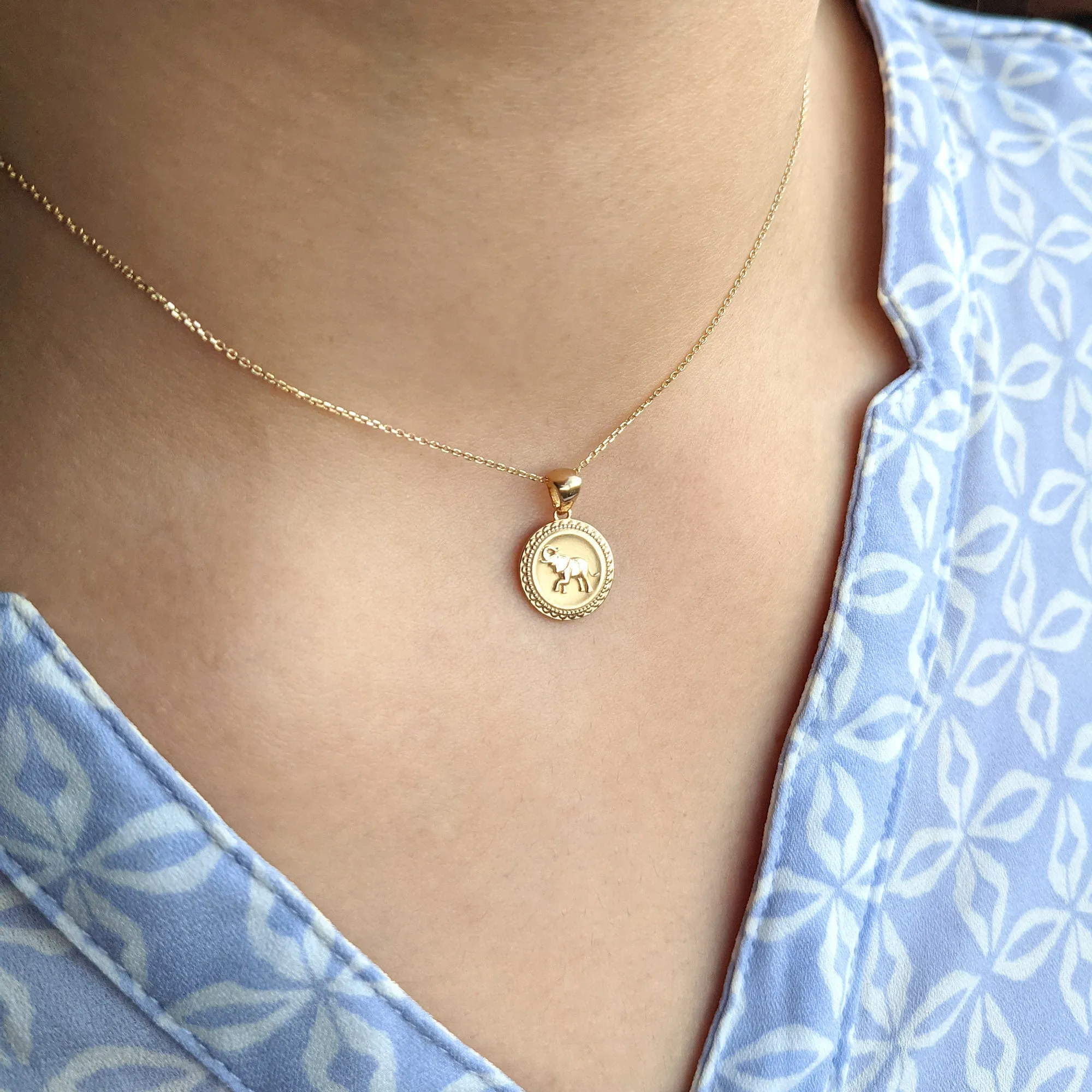 Elephant Necklace in 14K/18K White, Yellow, Rose Gold & Platinum