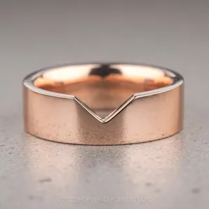 Ellipse Setting, 6mm 14k Rose Gold Wedding Band, Polished Finish