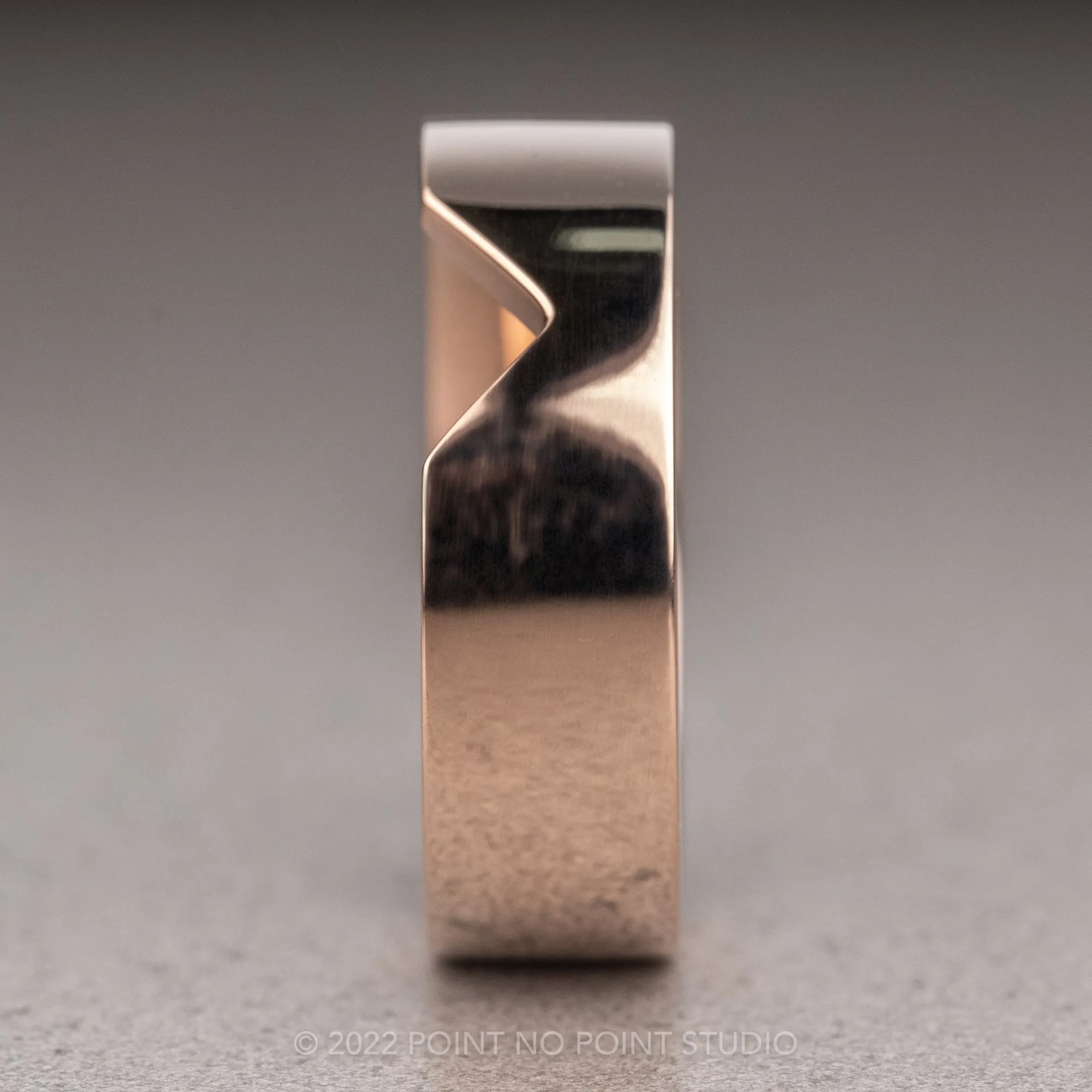Ellipse Setting, 6mm 14k Rose Gold Wedding Band, Polished Finish