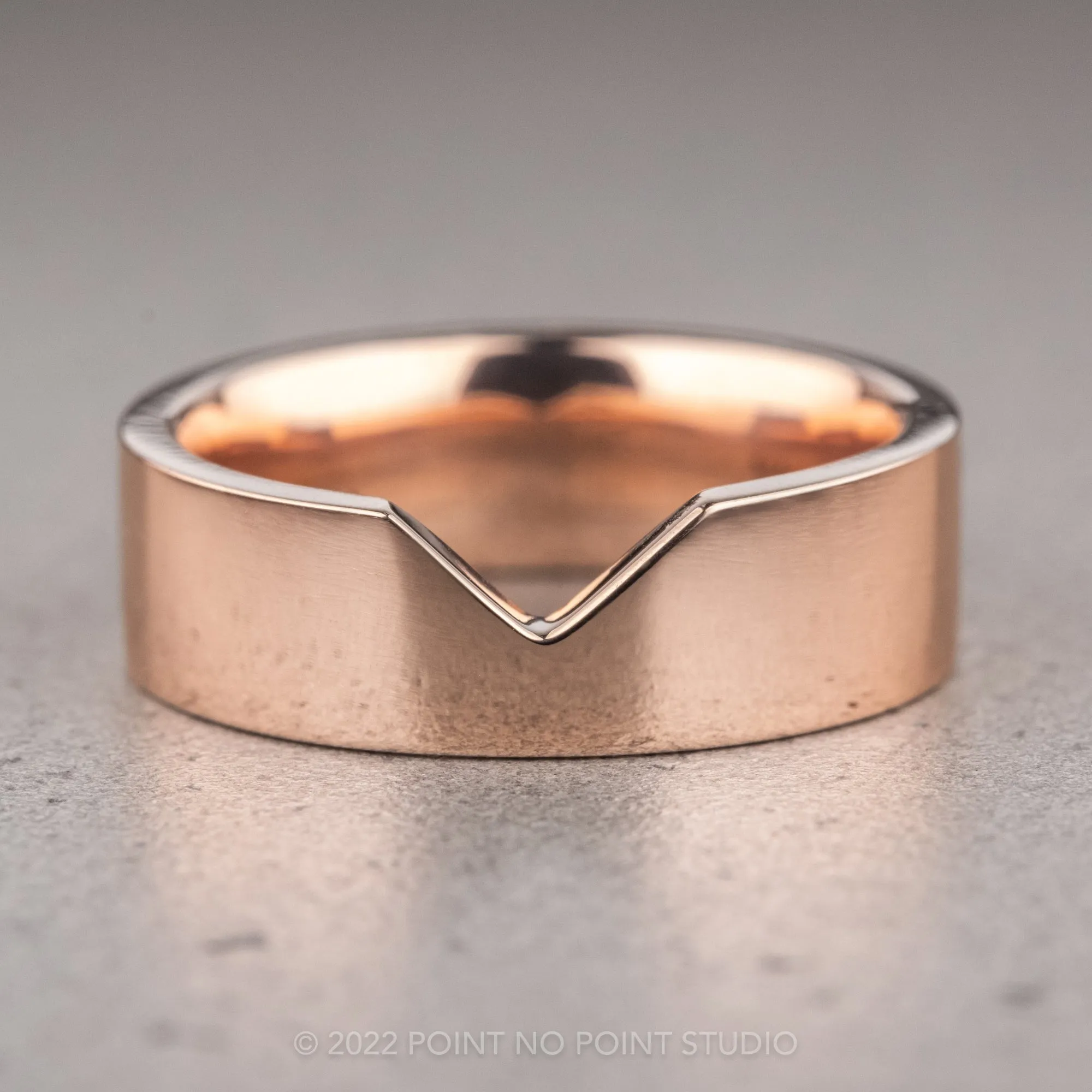 Ellipse Setting, 6mm 14k Rose Gold Wedding Band, Polished Finish