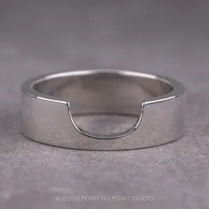 Ellipse Setting, 6mm 14k White Gold Wedding Band, Polished Finish