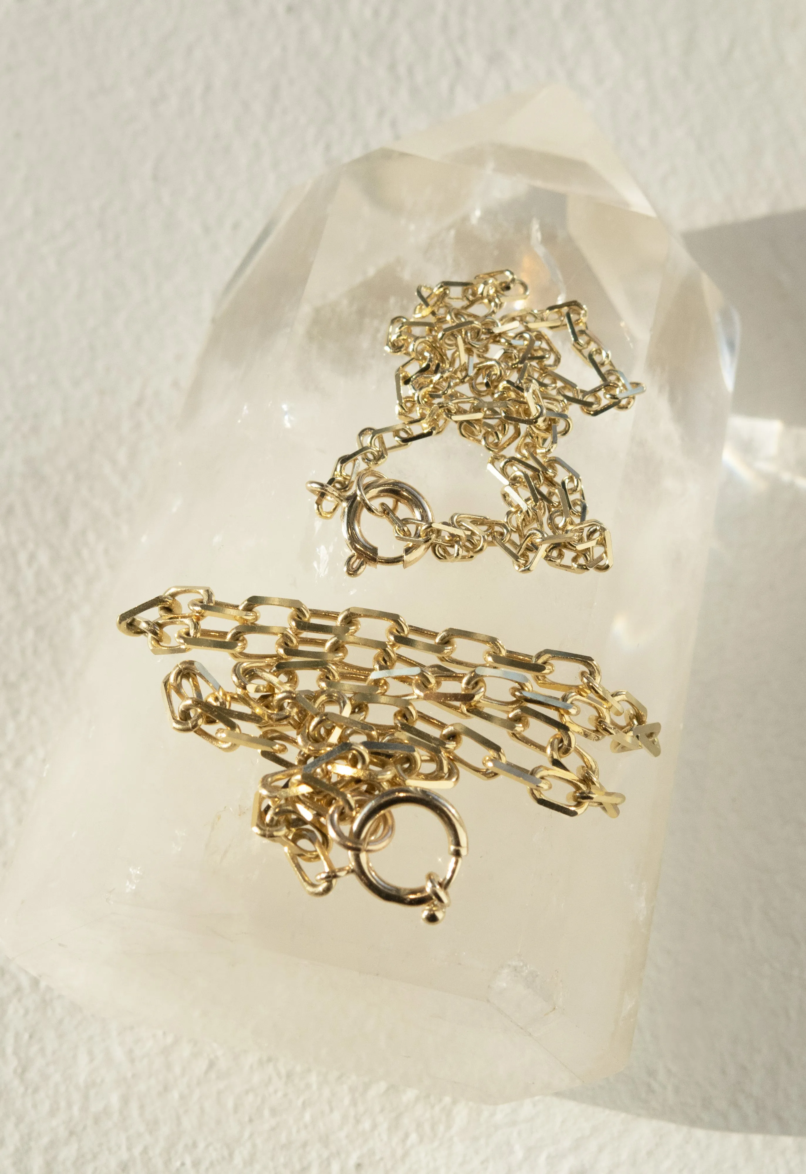 Elongated Diamond Cut Cable Chain 3.95mm 14k Gold Necklace