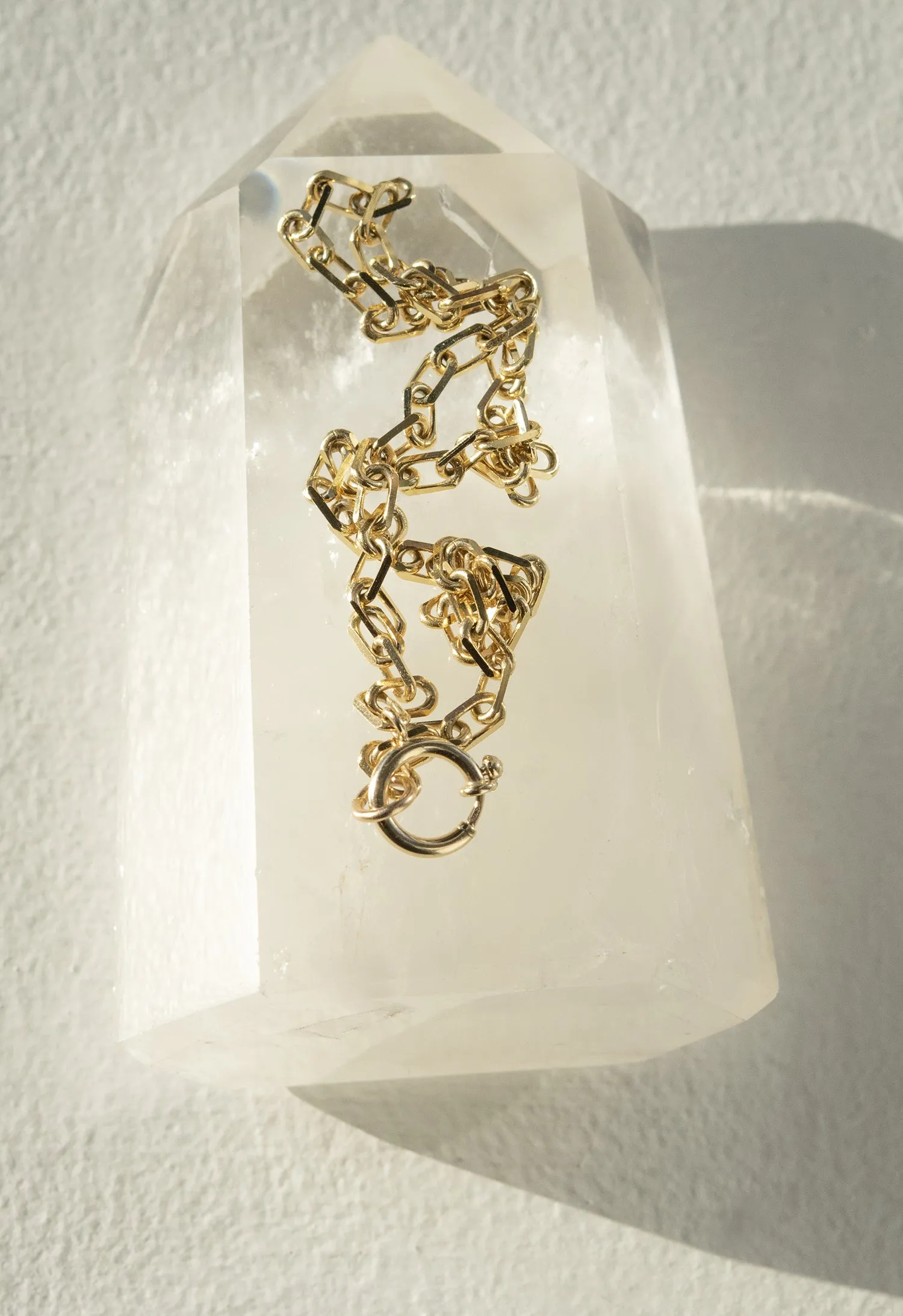 Elongated Diamond Cut Cable Chain 3.95mm 14k Gold Necklace