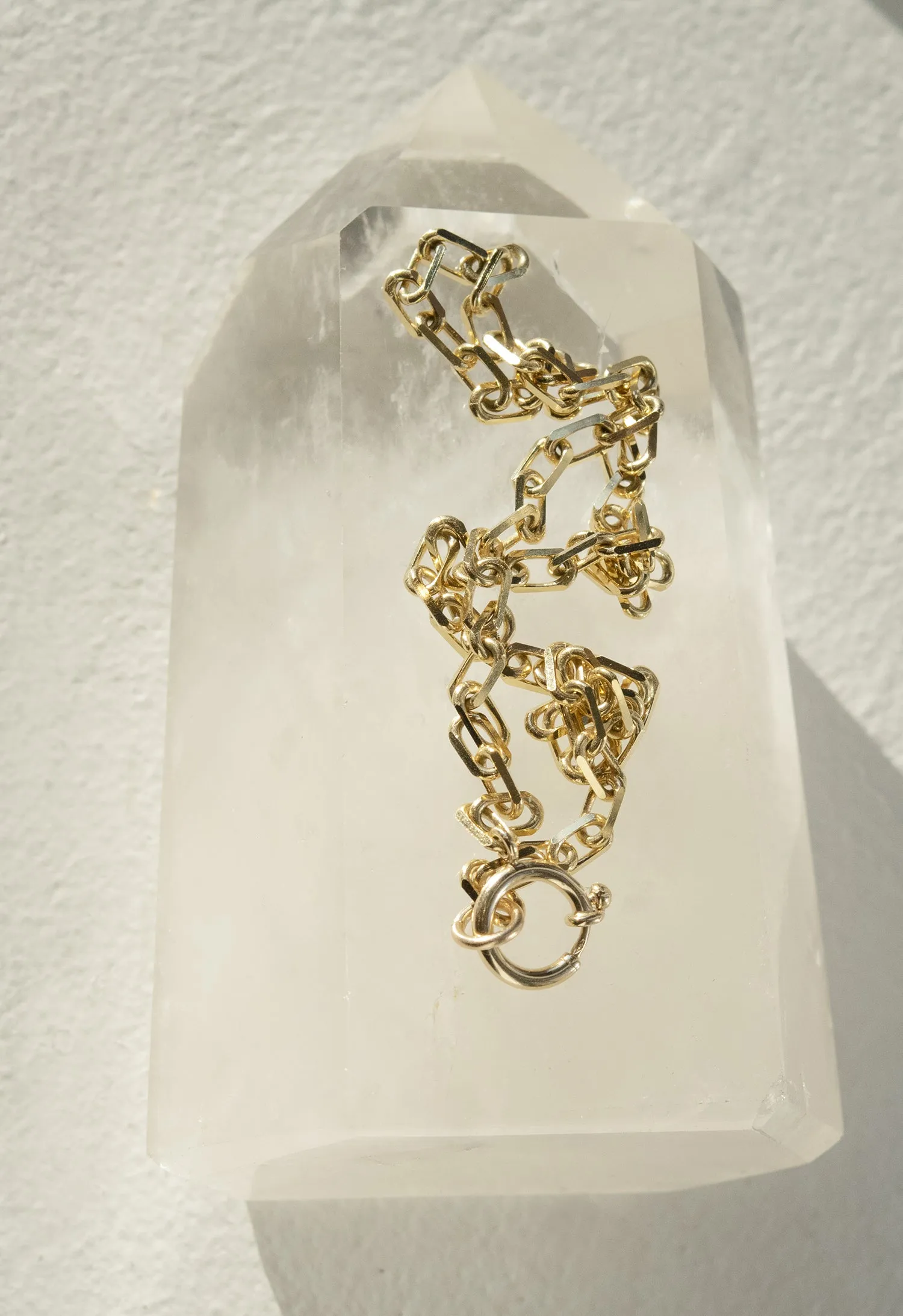 Elongated Diamond Cut Cable Chain 3.95mm 14k Gold Necklace