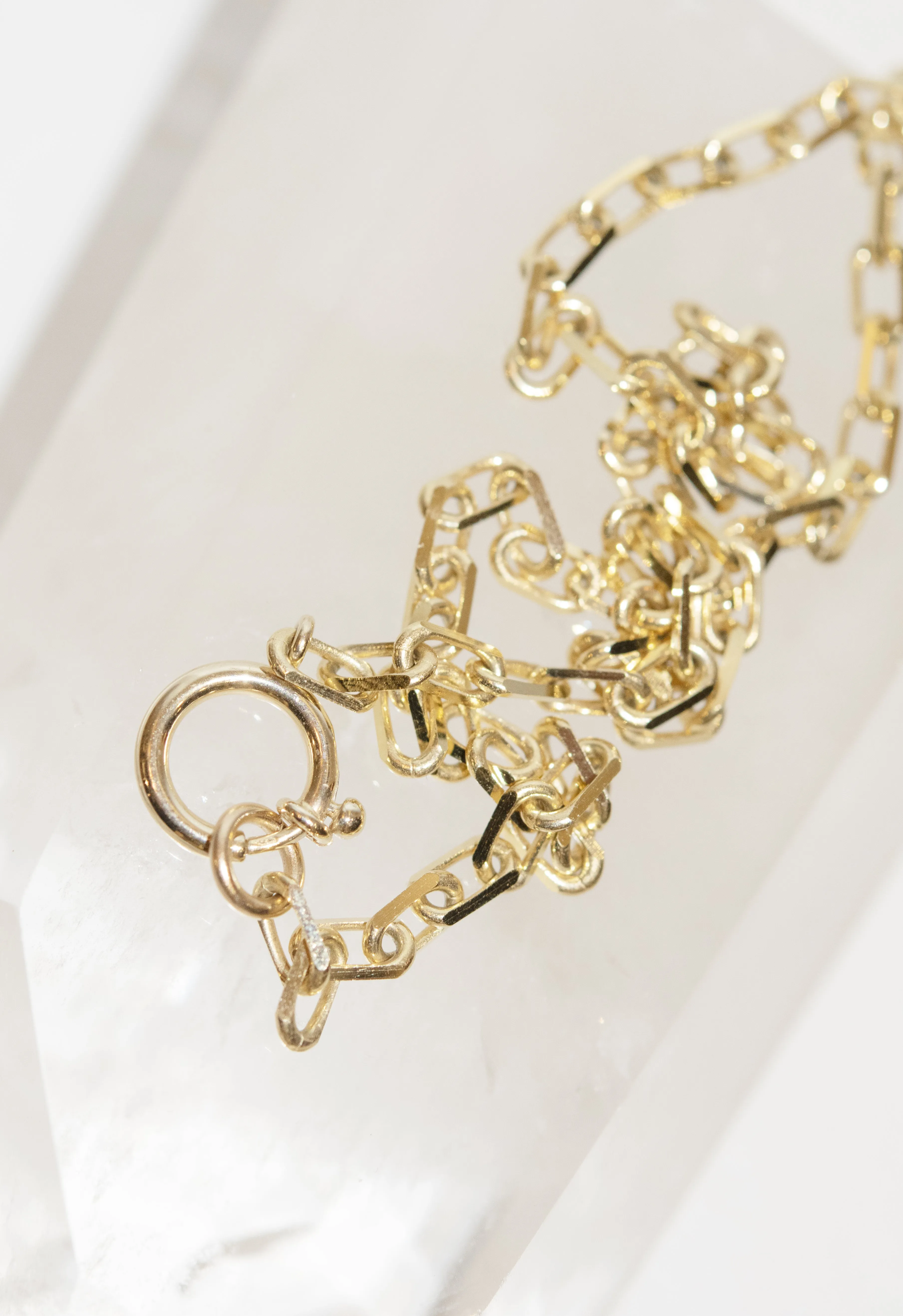 Elongated Diamond Cut Cable Chain 3.95mm 14k Gold Necklace