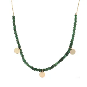 Emerald Gemstone Grace Solid Gold Chain Choker Necklace
