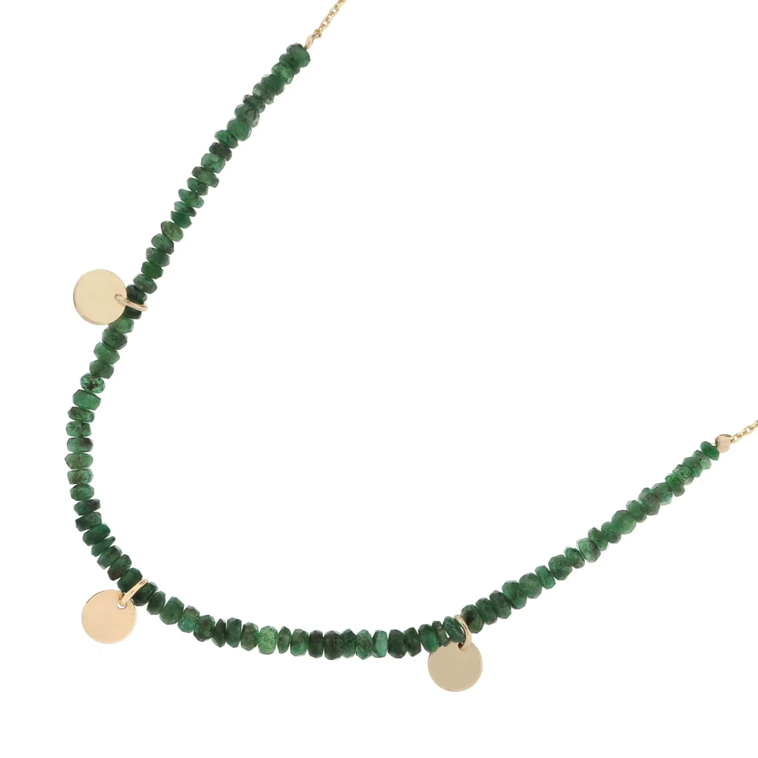 Emerald Gemstone Grace Solid Gold Chain Choker Necklace