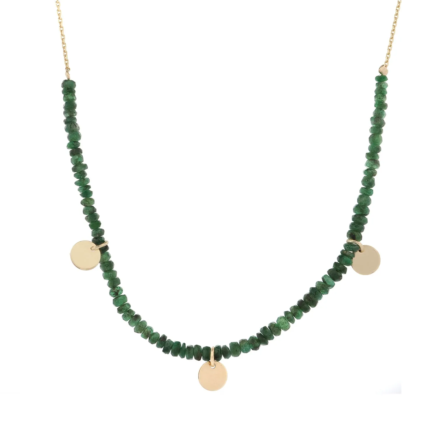 Emerald Gemstone Grace Solid Gold Chain Choker Necklace