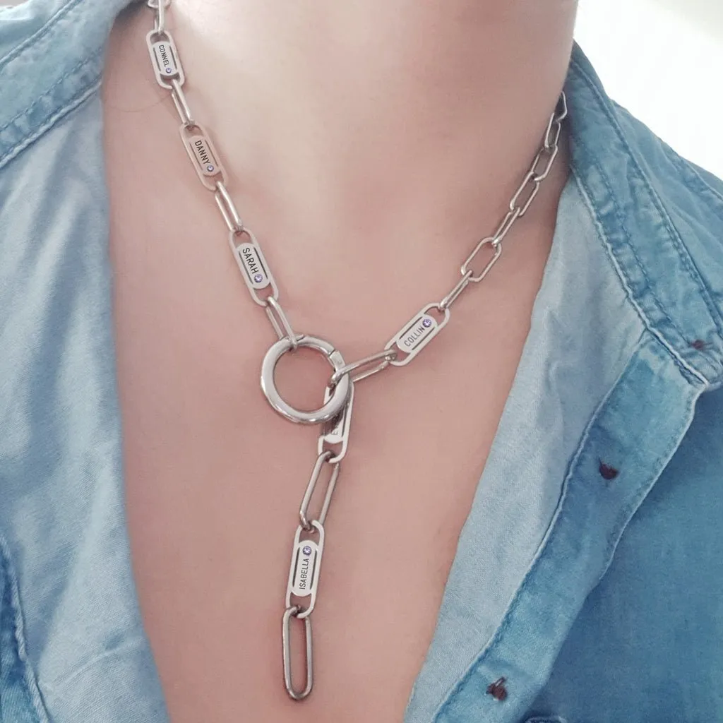 Endless Ties Name Necklace (With Birthstone)