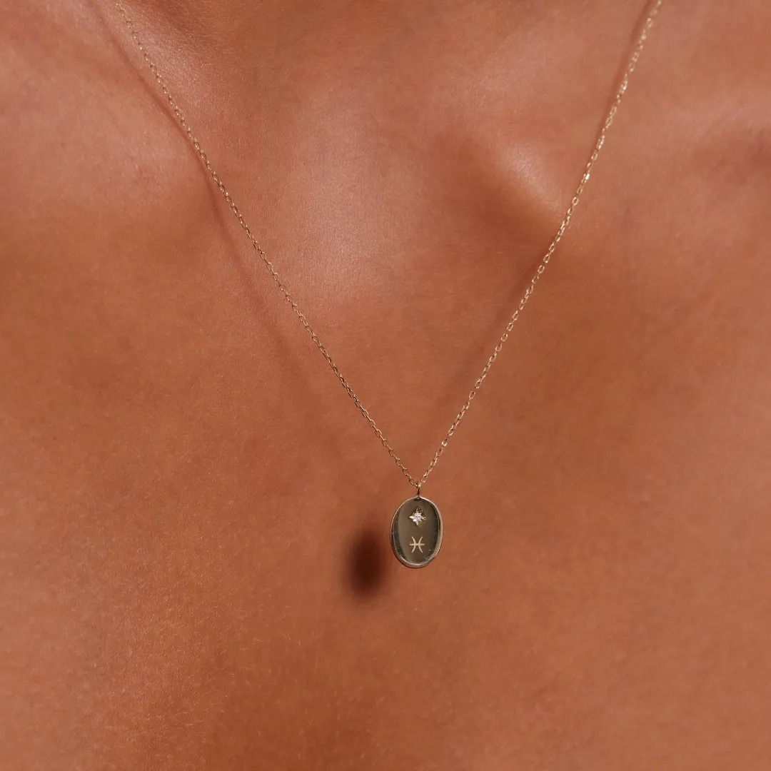 Engravable Diamond Necklace - Solid Gold