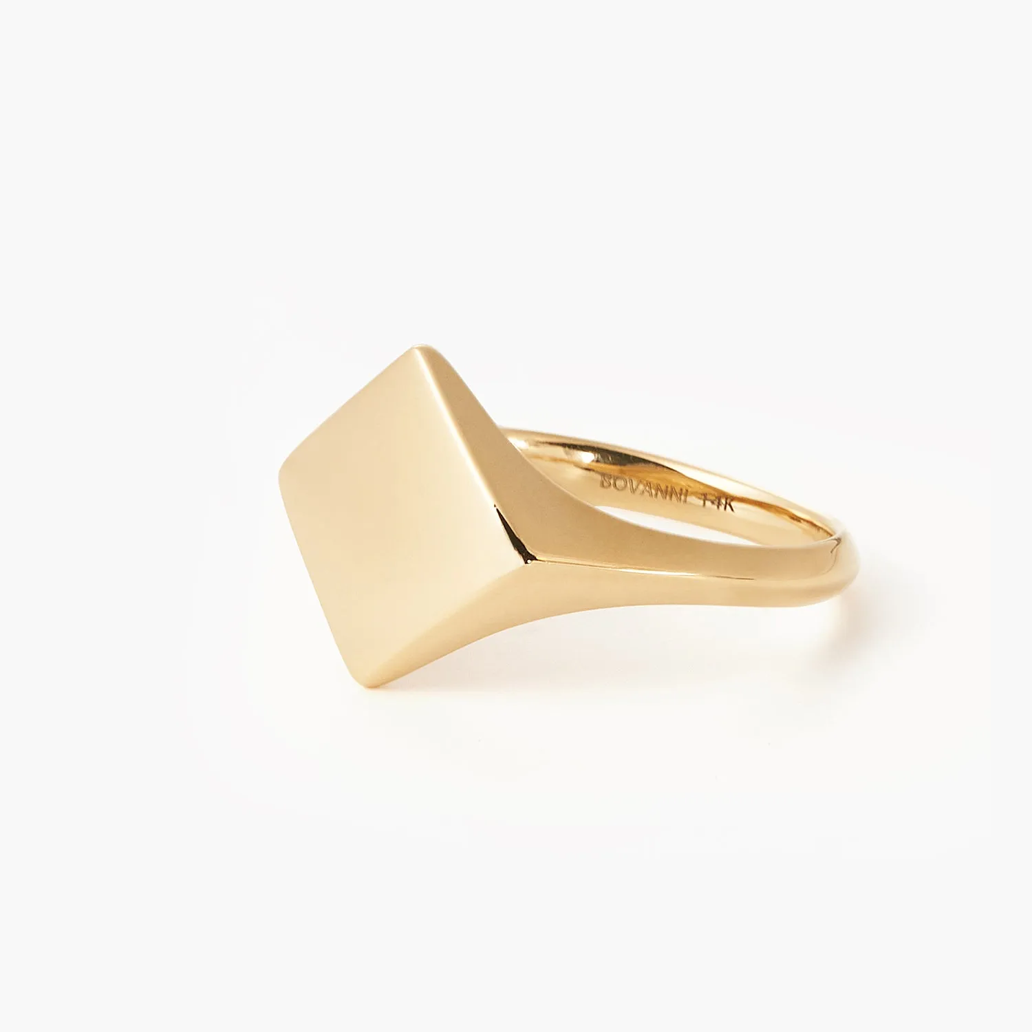 Engravable Square-shape Diamond Unisex - Signet Ring