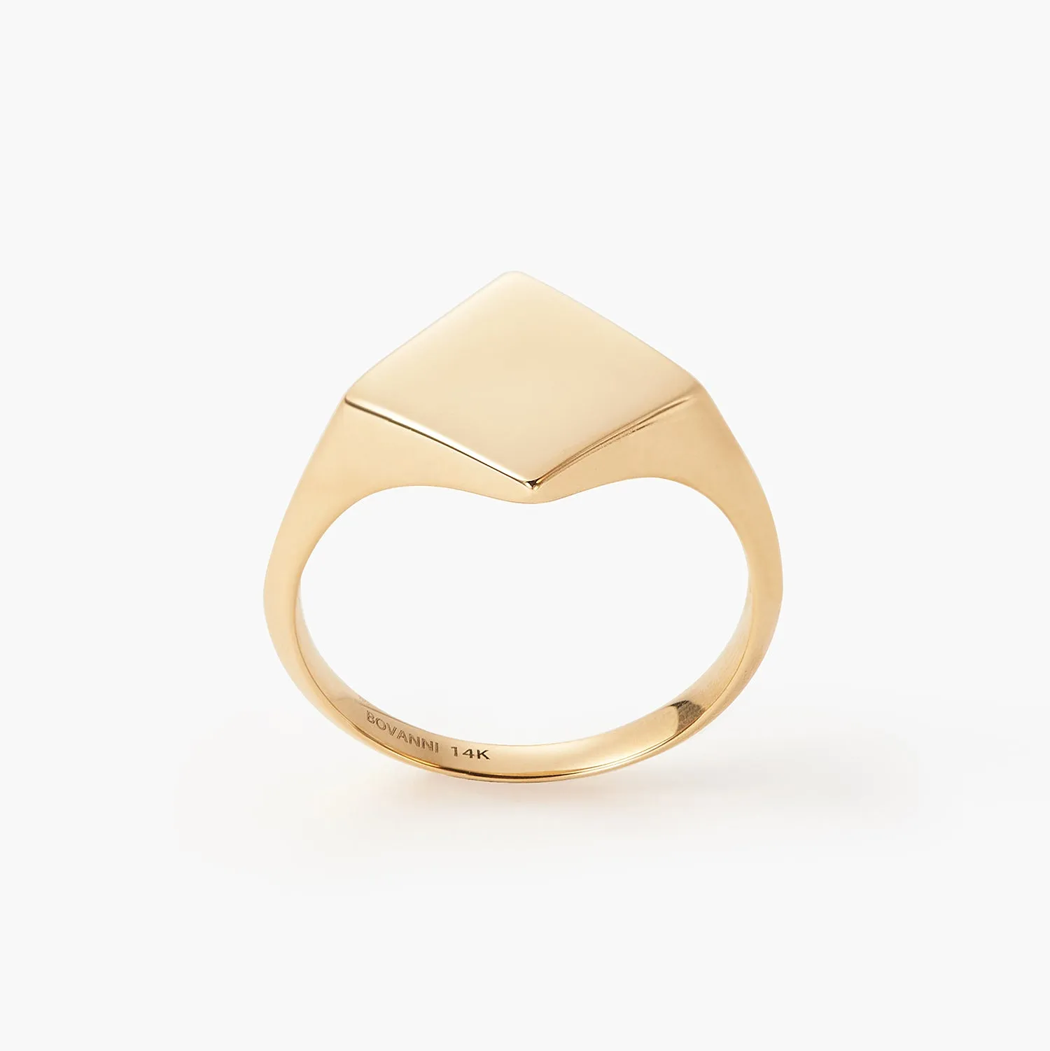 Engravable Square-shape Diamond Unisex - Signet Ring