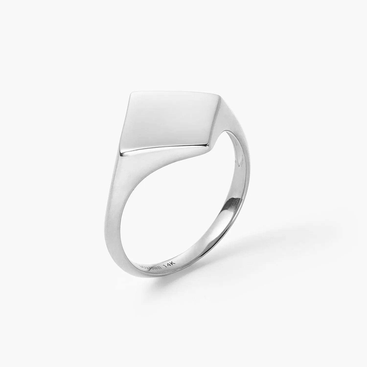 Engravable Square-shape Diamond Unisex - Signet Ring
