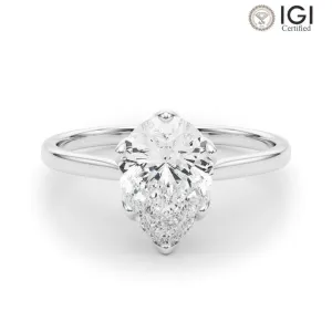 Esme Pear Lab Grown Diamond Solitaire Engagement Ring IGI Certified