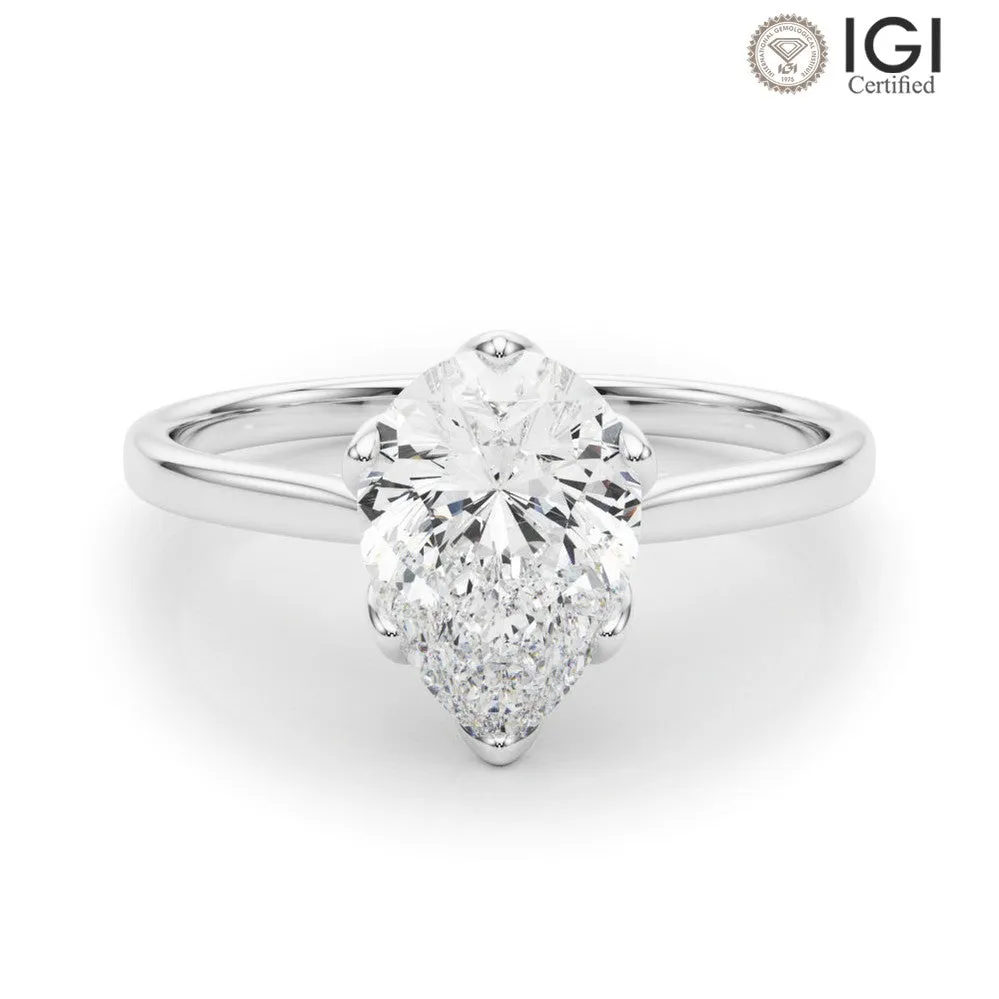 Esme Pear Lab Grown Diamond Solitaire Engagement Ring IGI Certified