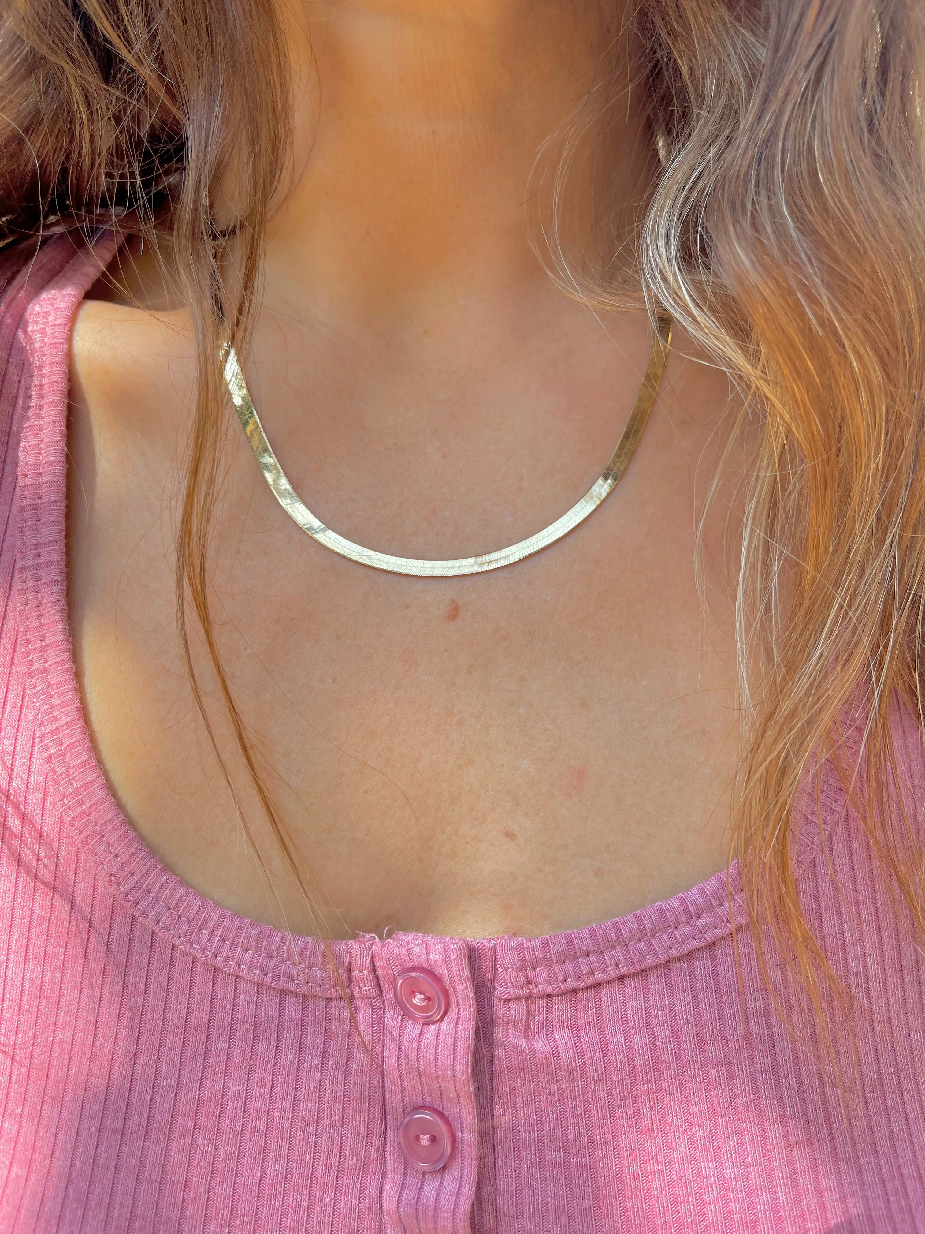 ESSENTIAL HERRINGBONE SOLID GOLD NECKLACE