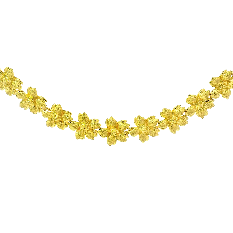 Estate 21k Yellow Gold Floral 17" Neck-Chain