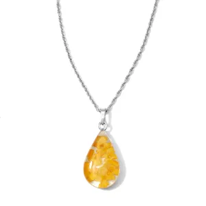 Eternal Bloom Teardrop Necklace with Yellow Flowers