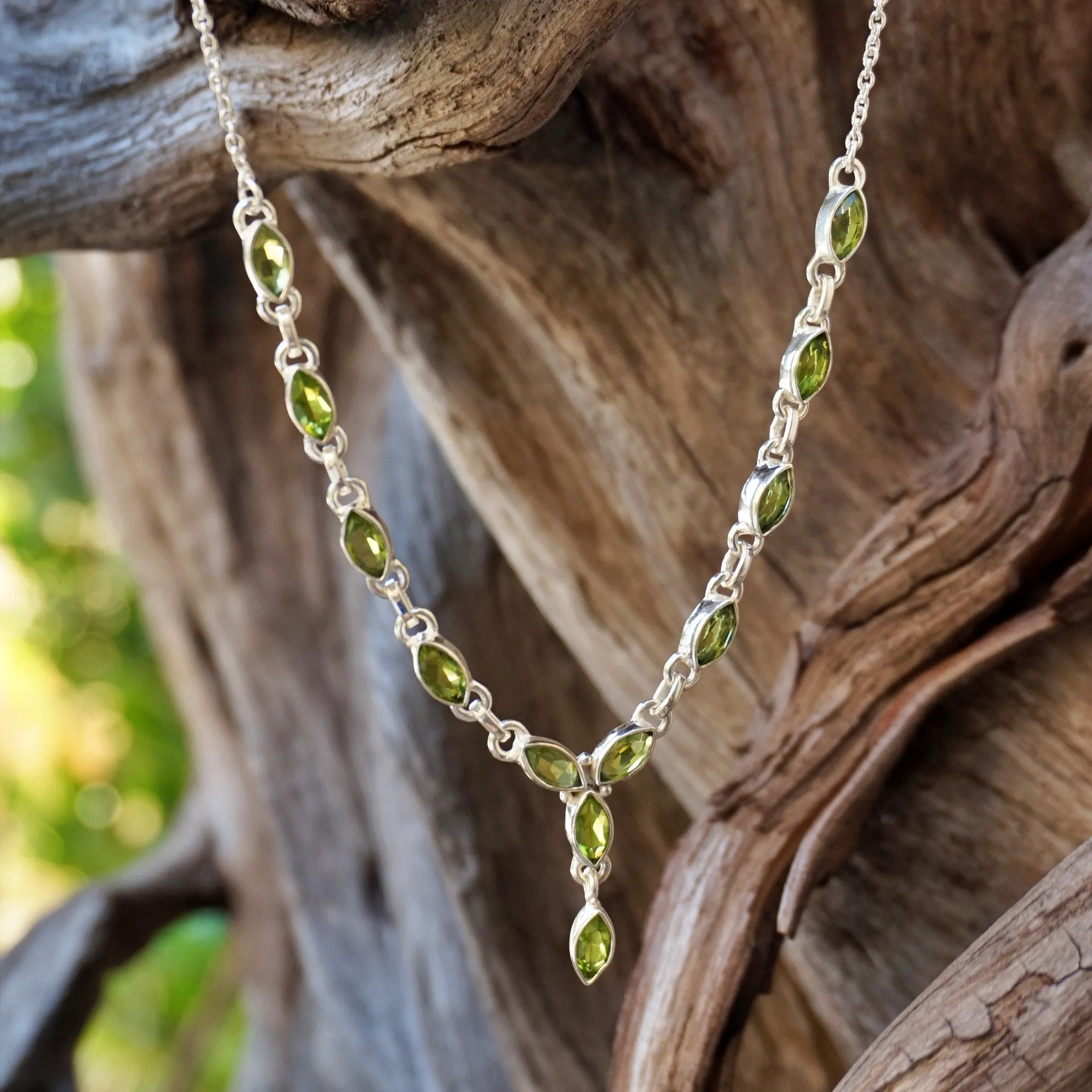 Faceted Peridot Teardrop Necklace