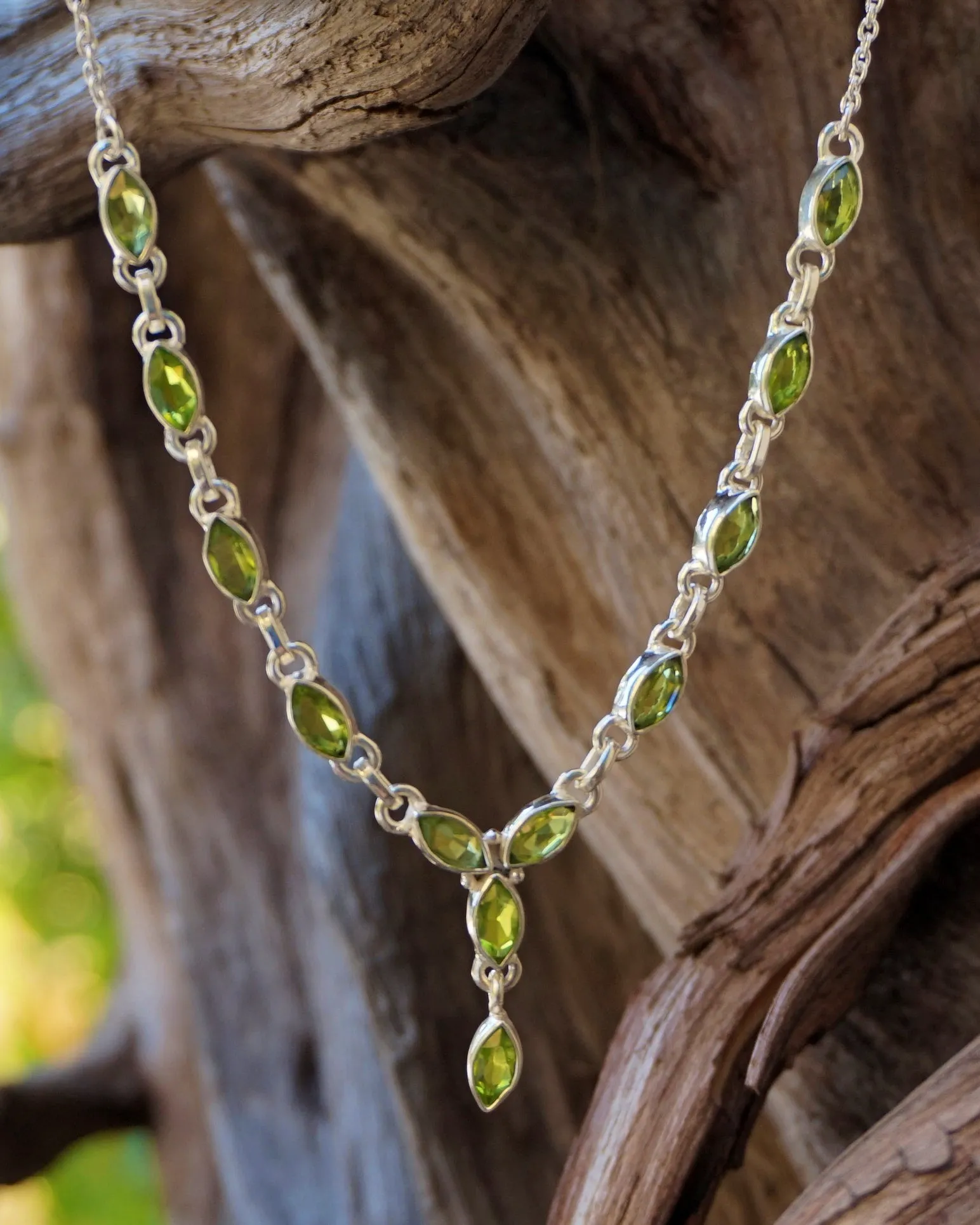 Faceted Peridot Teardrop Necklace