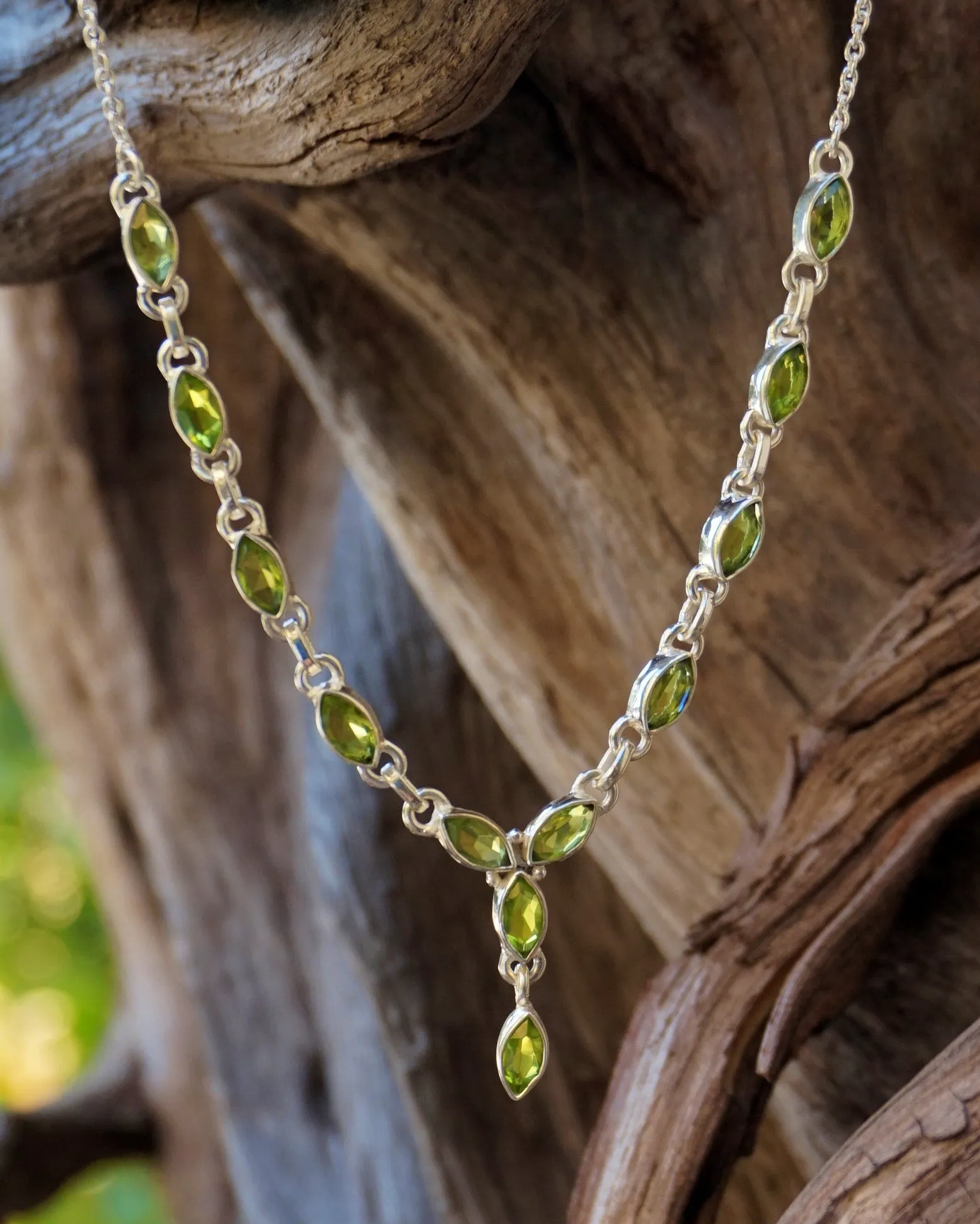 Faceted Peridot Teardrop Necklace
