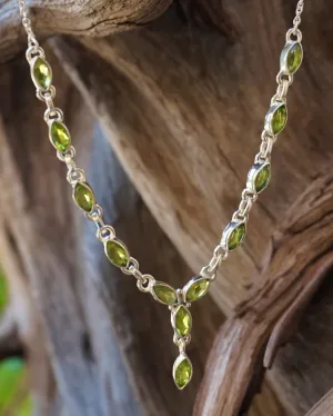 Faceted Peridot Teardrop Necklace