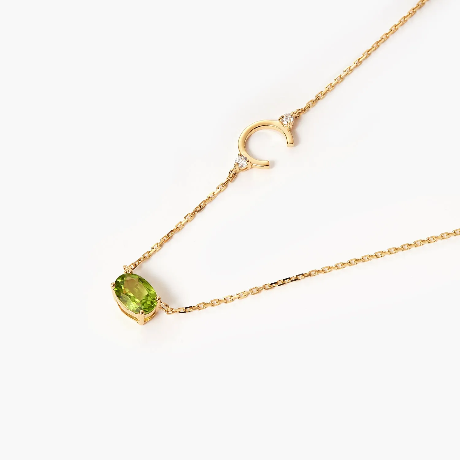 Fashion Custom Personalized Letter With Diamond 5x7 Oval Birthstone Necklace