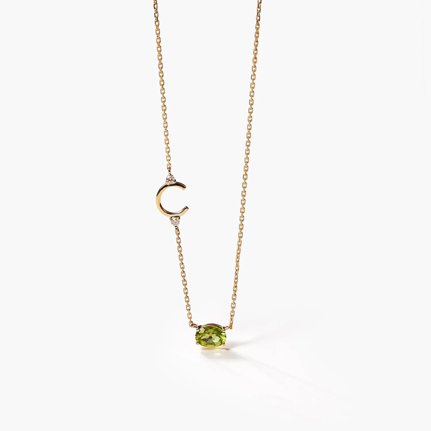 Fashion Custom Personalized Letter With Diamond 5x7 Oval Birthstone Necklace