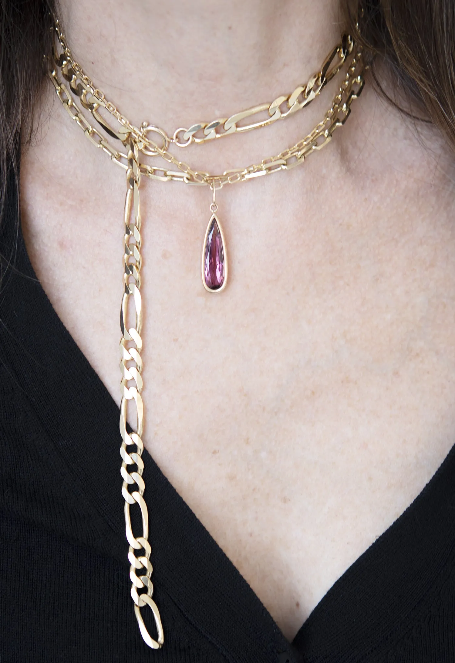 Figaro FG 8.2mm Solid 14K Gold Necklace