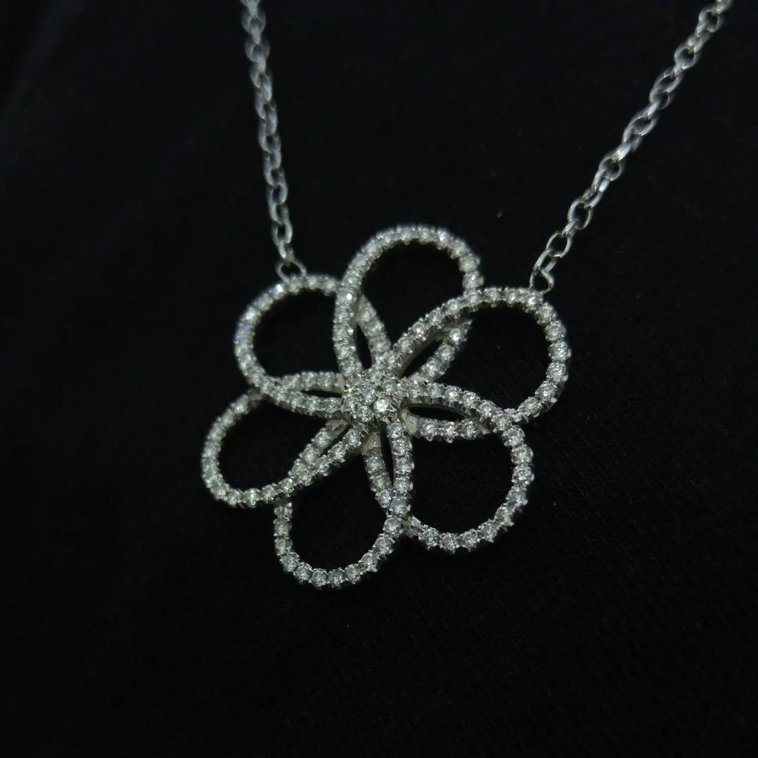 Flower Diamond Pave Necklace Pendant
