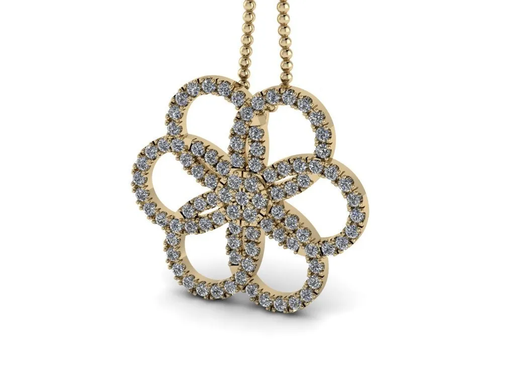 Flower Diamond Pave Necklace Pendant