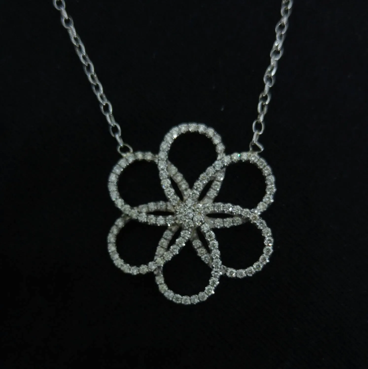 Flower Diamond Pave Necklace Pendant