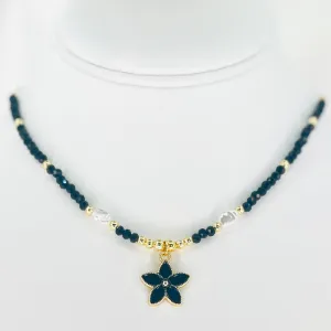 Flower Pendant Beaded Necklace – Floral Elegance, Nature