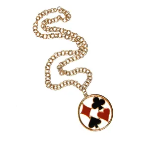 Four Suit Statement Necklace, Black and Red Enamel