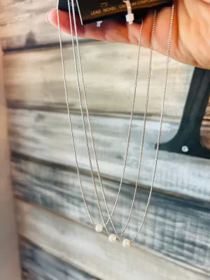 Fresh Water Pearl Necklace- Silver