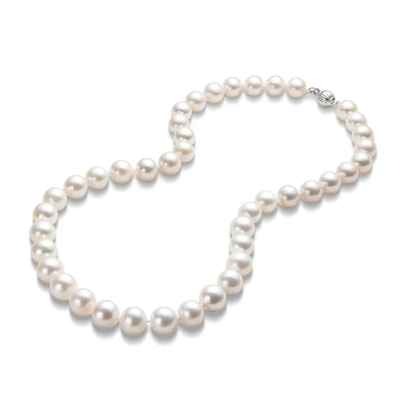 Freshwater Cultured White Pearl Necklace Ball Shaped Buckle