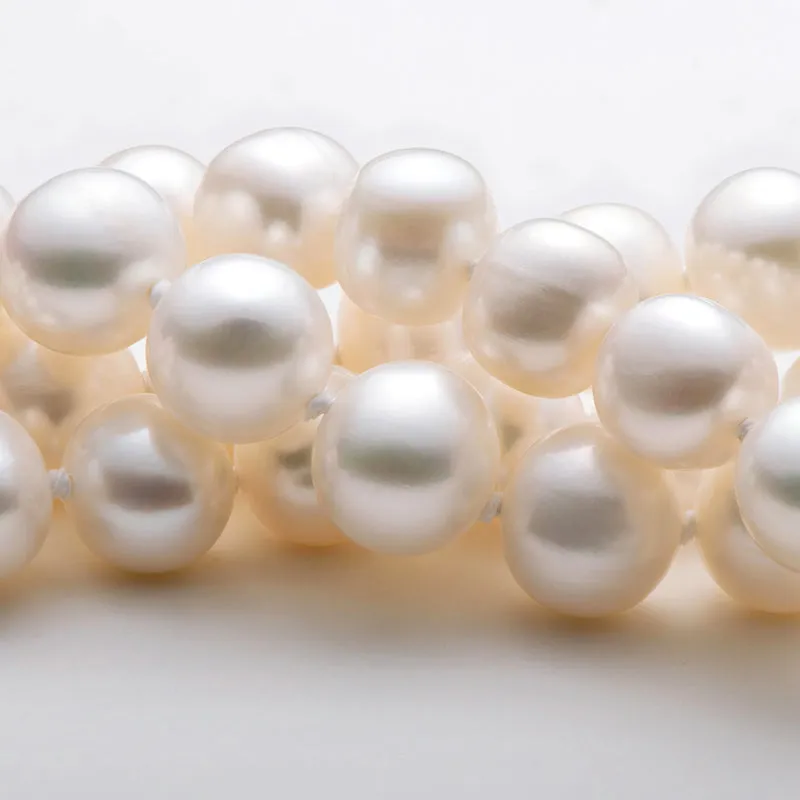 Freshwater Cultured White Pearl Necklace Heart Shaped Buckle