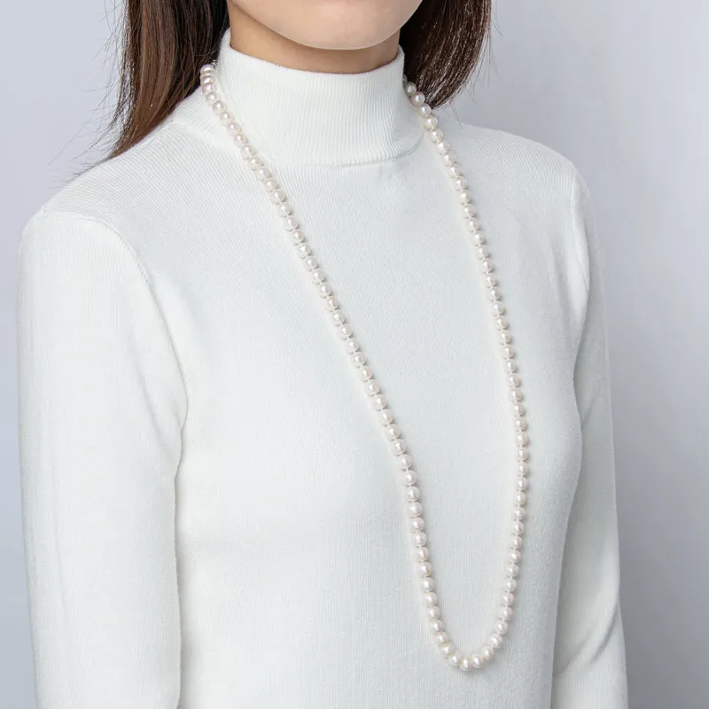 Freshwater Cultured White Pearl Necklace Heart Shaped Buckle
