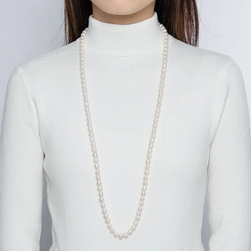 Freshwater Cultured White Pearl Necklace Heart Shaped Buckle