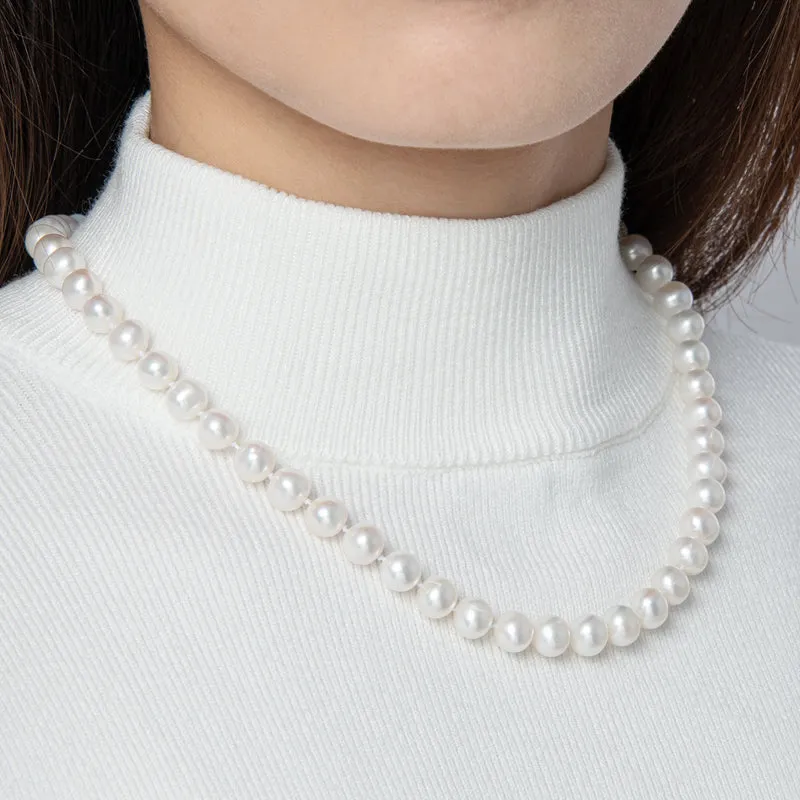 Freshwater Cultured White Pearl Necklace S Shaped Buckle
