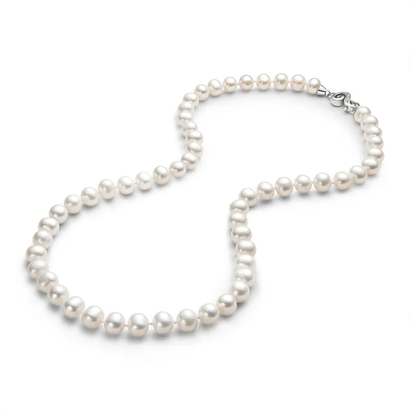 Freshwater Cultured White Pearl Necklace S Shaped Buckle