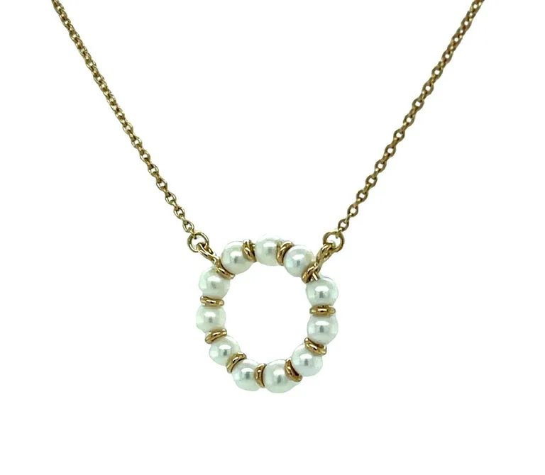 Freshwater Pearl and 14K Yellow Gold "Circle" Necklace