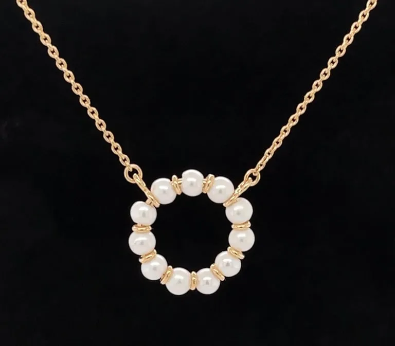 Freshwater Pearl and 14K Yellow Gold "Circle" Necklace