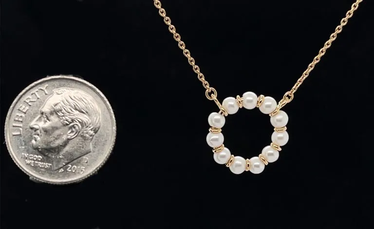 Freshwater Pearl and 14K Yellow Gold "Circle" Necklace