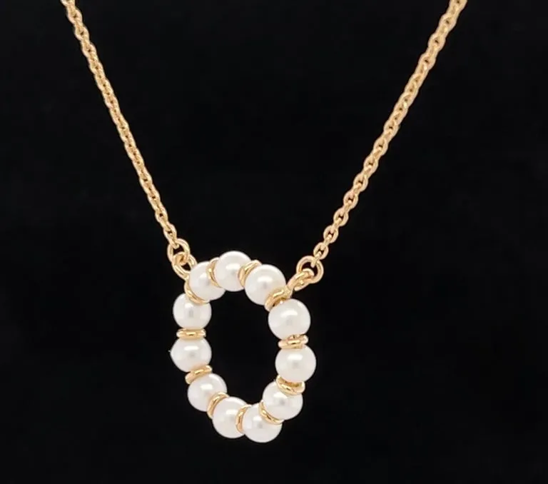Freshwater Pearl and 14K Yellow Gold "Circle" Necklace
