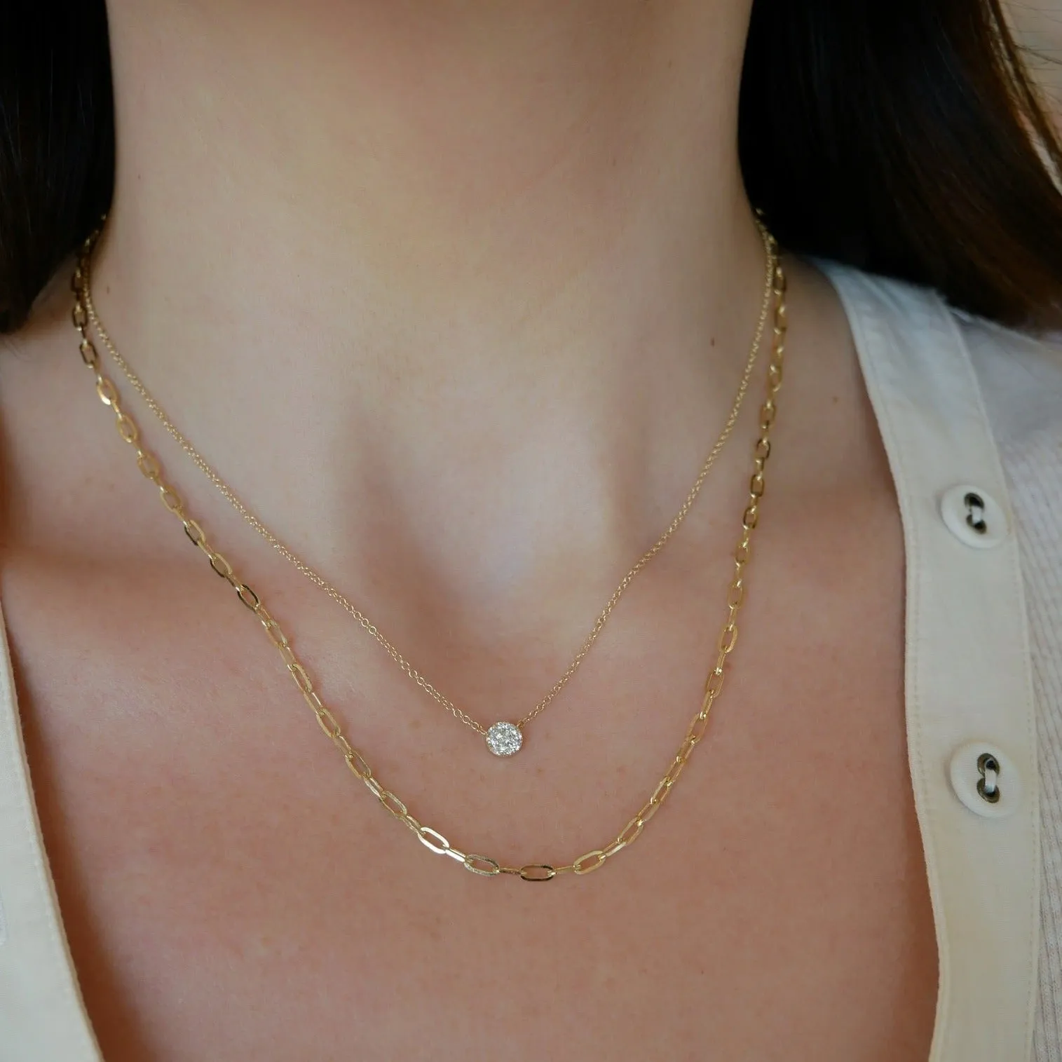 Full Cut Diamond Disc Choker Necklace