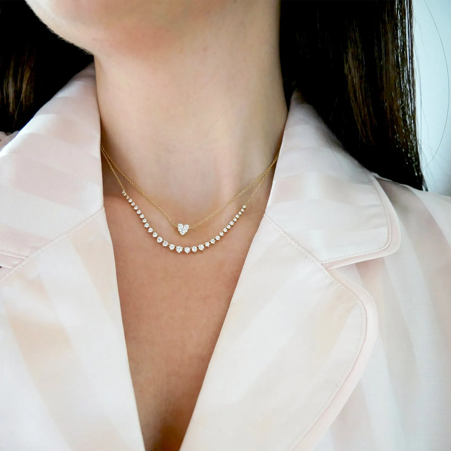 Full Cut Diamond Heart Choker Necklace