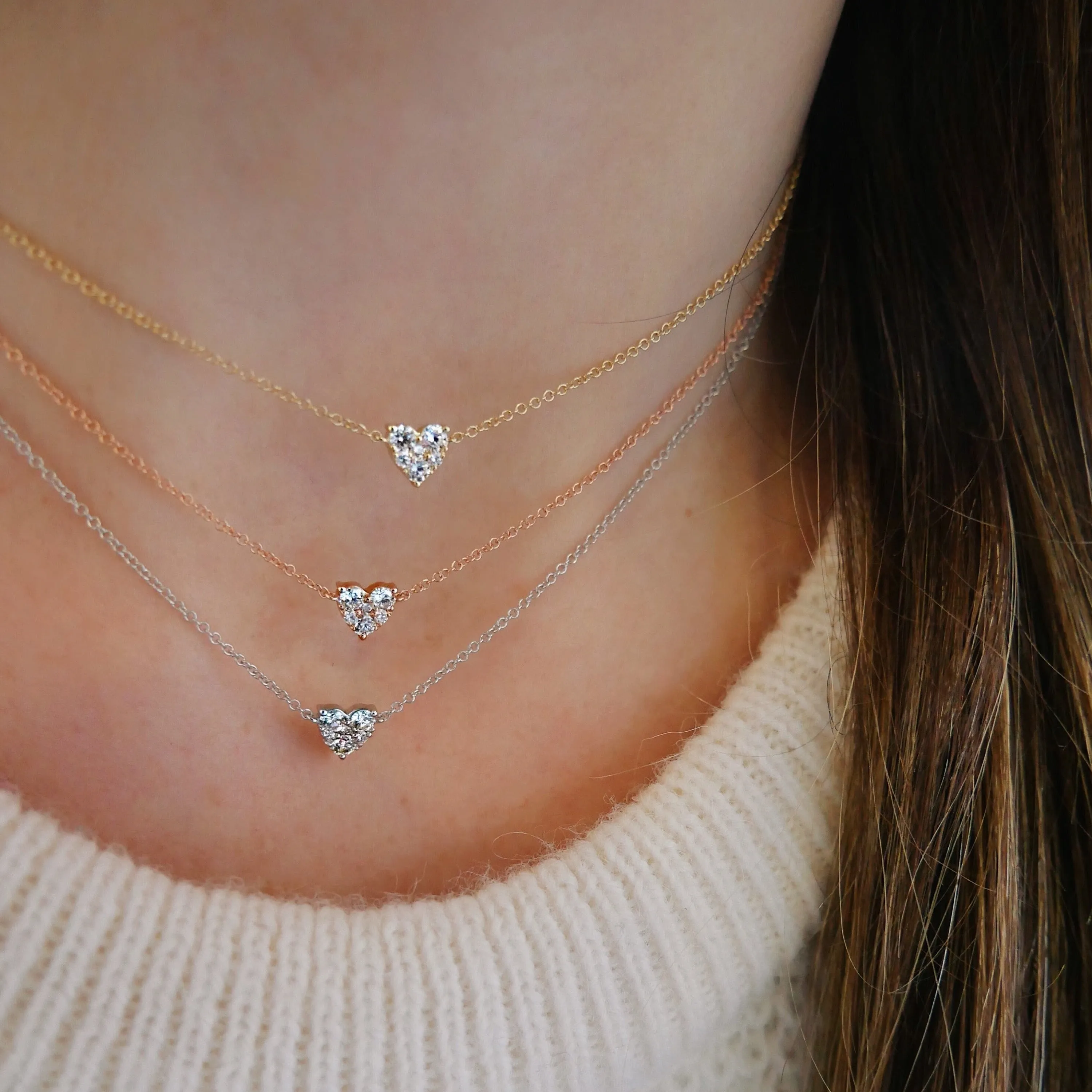 Full Cut Diamond Heart Choker Necklace
